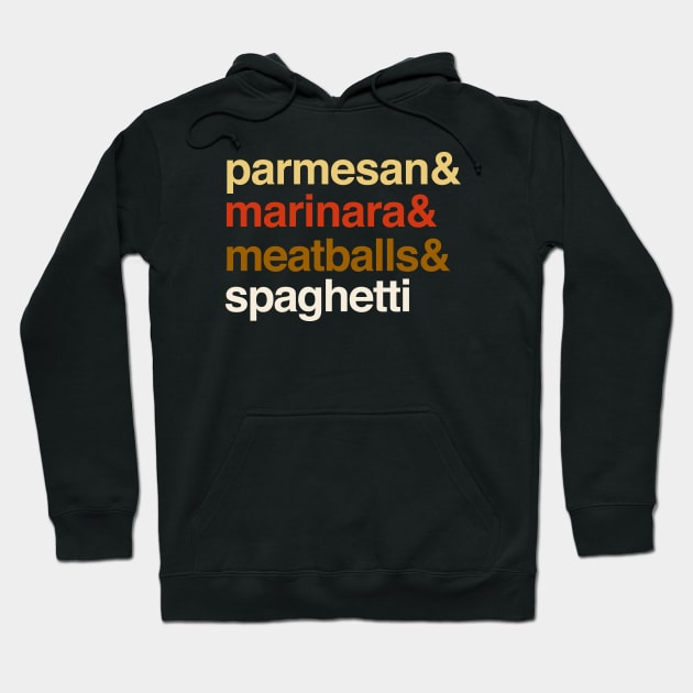 Deconstructed spaghetti and meatballs: parmesan & marinara & meatballs & spaghetti Hoodie by Ofeefee